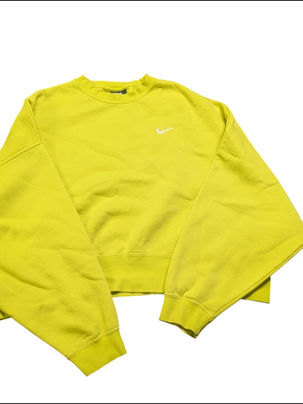 Nike Women’s Cropped Oversized Crewneck Sweatshirt- NEON yellowish/greenish
